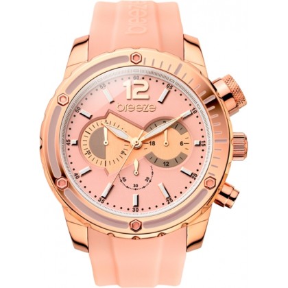 Breeze Style Compass 47,5mm Chronograph Rose Gold Rubber Strap 110401.6